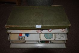 Coates Brilliant Branded Cotton Compartmented Box with Contents of Vintage Sewing Accessories