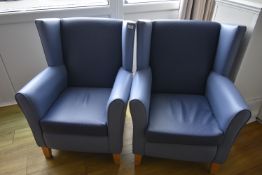 *Pair of Blue Wingback Chairs