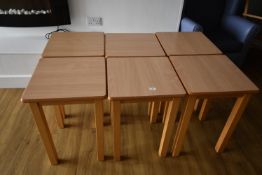 *Six Beech Framed Square Occasional Tables with Heat Resistant Tops 45x45cm