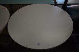 *White Circular Topped Table on Stainless Steel Base 76cm x 80cm diameter