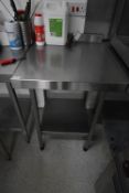 *Stainless Steel Preparation Table with Undershelf and Upstand to Rear 60x63cm