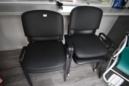 *Four Stackable Black Upholstered Chairs