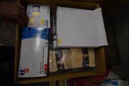 * Box of Containing Powdered Examination Gloves, Universal Cups, Clocks, etc.