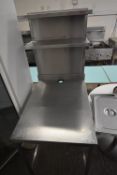 *Stainless Steel Preparation Table with Two Shelves Over 180cm high x 70x100cm