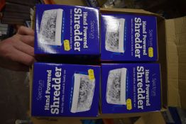 * Four Hand Powered Shredders