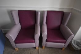 *Pair of Lilac Wingback Chairs
