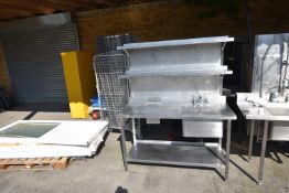 *Stainless Steel Sink Unit with Splashback, Shelf Over, and Undershelf