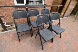 *Five Foldable Black Plastic Chairs