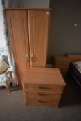 *Three Piece Bedroom Suite Comprising of Double Door Wardrobe, Chest of Three Drawers, and a Bedside