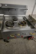Gas Three Burner Wok Range on Wheels 135cm high x 100x96cm