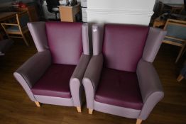 *Pair of Lilac Wingback Chairs