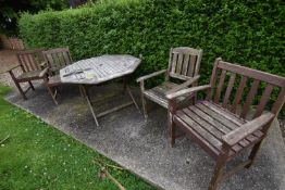 *Octagonal Hardwood Patio Table with Four Chairs