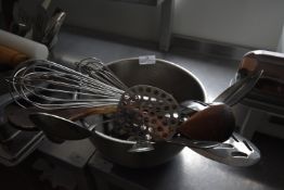 *Stainless Steel Mixing Bowl, and Assorted Kitchen Tools