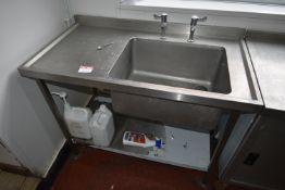 *Stainless Steel Commercial Sink Unit with Lefthand Drainer, Lever Taps, and Undershelf 120x65cm