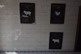 *Seven Butcher’s Guide Cuts of Meat Framed Picture Including Lamb, Chicken, Beef, Bison, Pork,