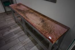 *Aluminium Framed Polyethene Topped Butchers Table 210x45cm