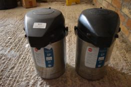 Two Stainless Steel Pump Vacuum Jugs
