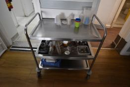 *Three Tier Catering Trolley Containing Assorted Condiments, Drinking Cups, etc.
