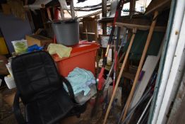 *Contents of Garden Shed to Include garden Tools, Splat the Rat Competition Board, Wheelchairs,