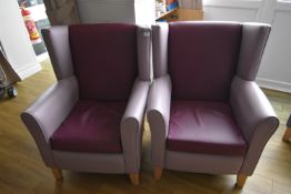 *Pair of Lilac Wingback Chairs