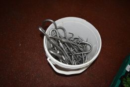*Polyethene Bucket Containing Stainless Steel Butcher Hooks