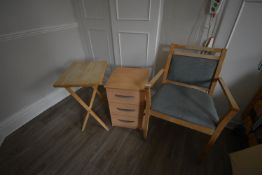 *Beech Bedside Cabinet and Beech Framed Upholstered Dining Chair