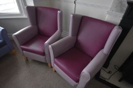 *Pair of Lilac Wingback Chairs