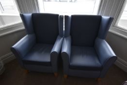 *Pair of Blue Wingback Chairs