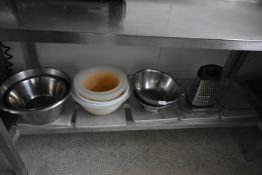 *Assorted Stainless Steel Bowls, Colanders, Grater, Pyrex Roasting Dishes, etc.