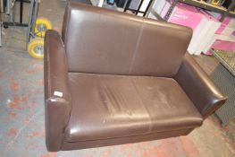 *Brown Leatherette Two Seat Sofa