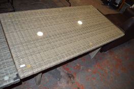 *Rattan Glass Topped Table 150x80cm