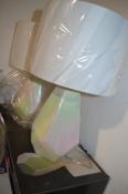 *Two Pearlescent Glaze Table Lamps with White Shades