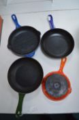 Four Le Creuset Cast Iron Enamel Small Frying Pans