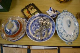 Assorted Blue & White Pottery plus Pictures etc.