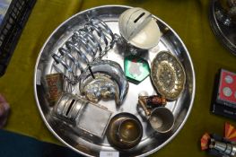 Tray Lot of Ornaments Including Moneyboxes etc.