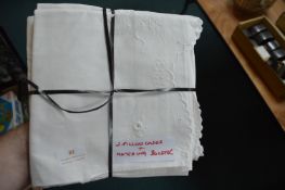 Pair of Embroidered Pillowcases and Matching Bolst