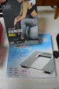 Digital Scales and an Exercise Ball