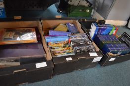 Three Boxes of Books Including Terry Pratchett, pl
