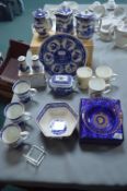Ringtons Blue & White Pottery Items plus a Queen E