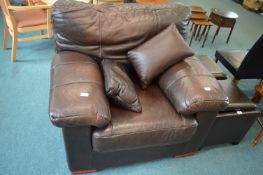 Large Brown Leather Armchair
