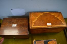 Two Inlaid Victorian Work Boxes