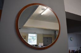 Retro Teak Circular Mirror