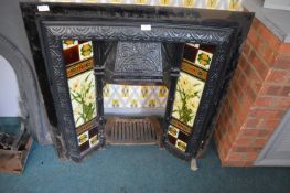 Victorian Cast Iron Fire Surround with Original Floral Tiles