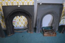 Two Cast Iron Fireplace Inserts plus Grate, etc.