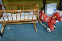 Wooden Dolls Cut by Agem plus Pushalong Horse