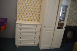 Three Piece Bedroom Sute Comprising of Two Single Wardrobes and a Five Drawer Chest