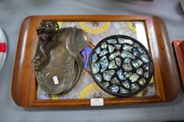 Art Nouveau Style Dish, Mother of Pearl Abalone Di