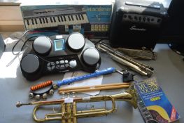 Musical Items Including Trumpet, Star Maker Amp, D