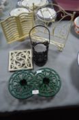 Cast Iron Kitchen Bookstands, Skillets, Warmer, et