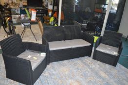 *Rattan Style 3pc Garden/Conservatory Suite Comprising Two Seat Sofa and Two Armchairs